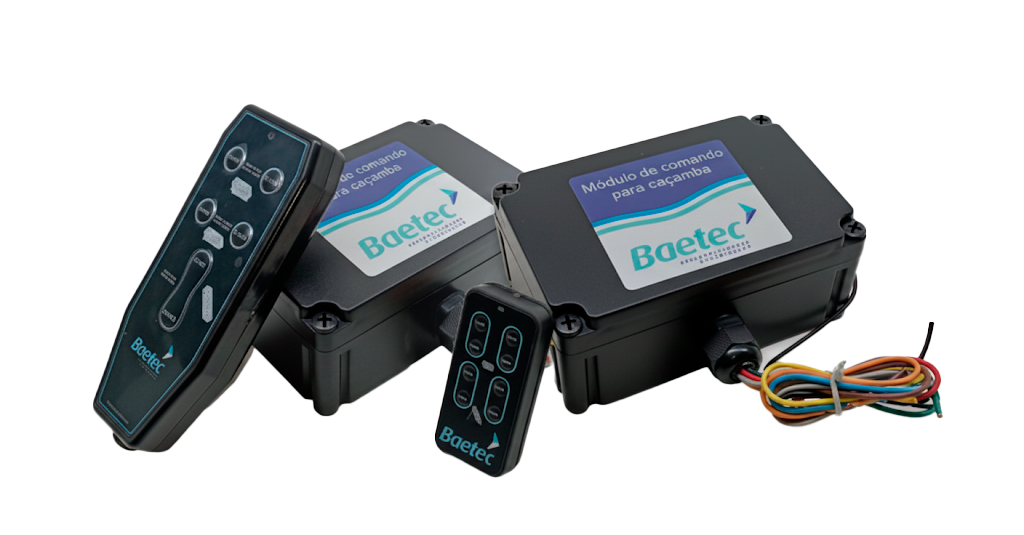 Módulos de comando Baetec com controles remotos e chicotes de instalação